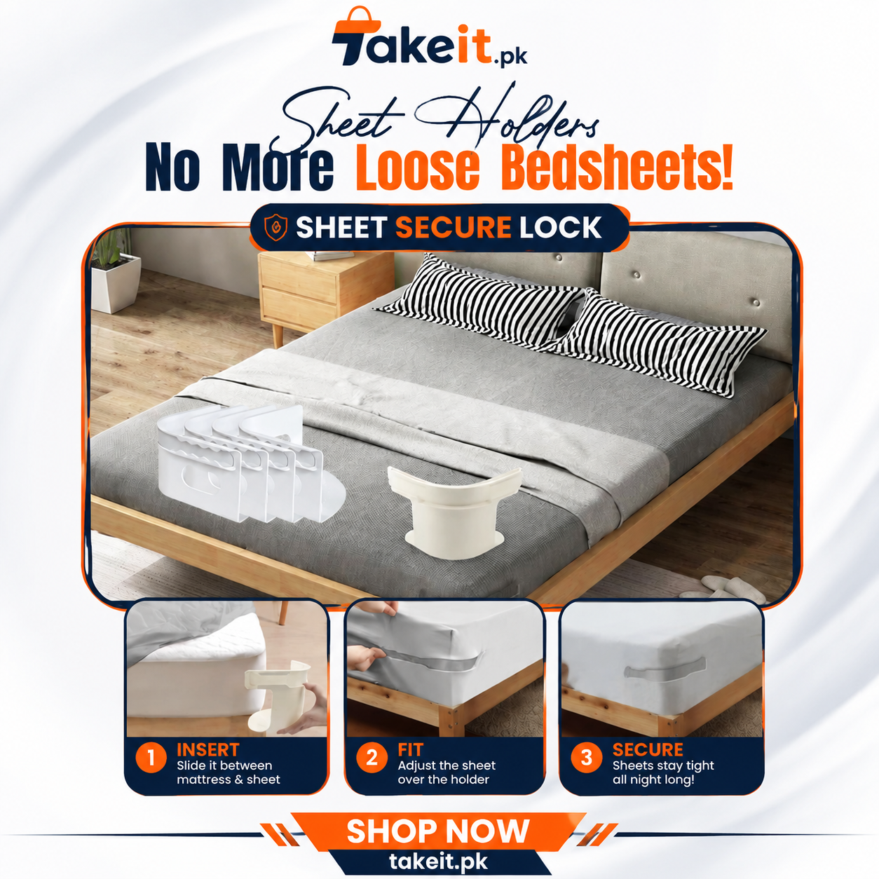 Bed Sheet Holder Lock (4pcs set)