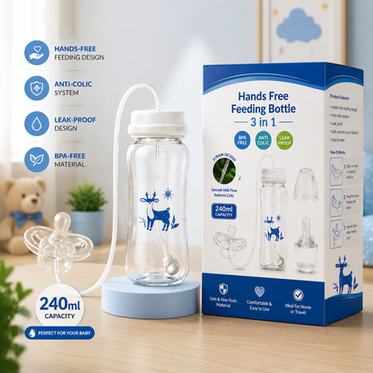 Hands-Free Baby Feeding Bottle
