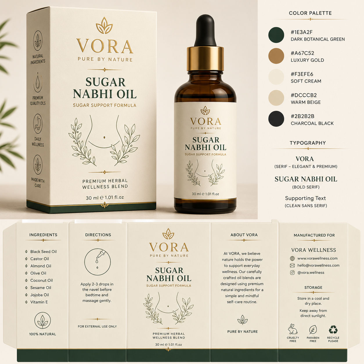 VORA® Sugar Balance Nabhi Oil | Premium Herbal Wellness Blend | 30ml