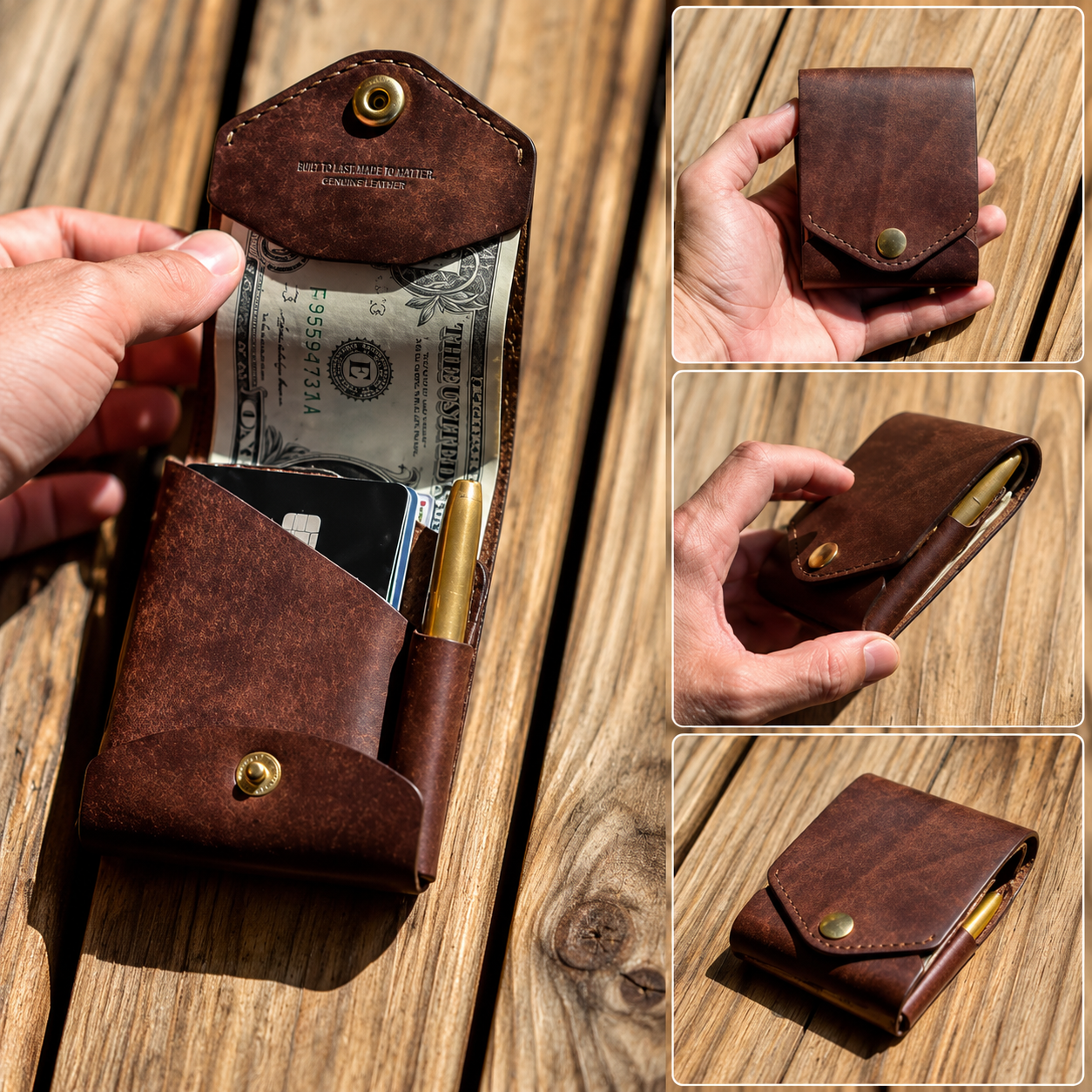 Premium Slim Leather Wallet – Compact Handmade Card Holder