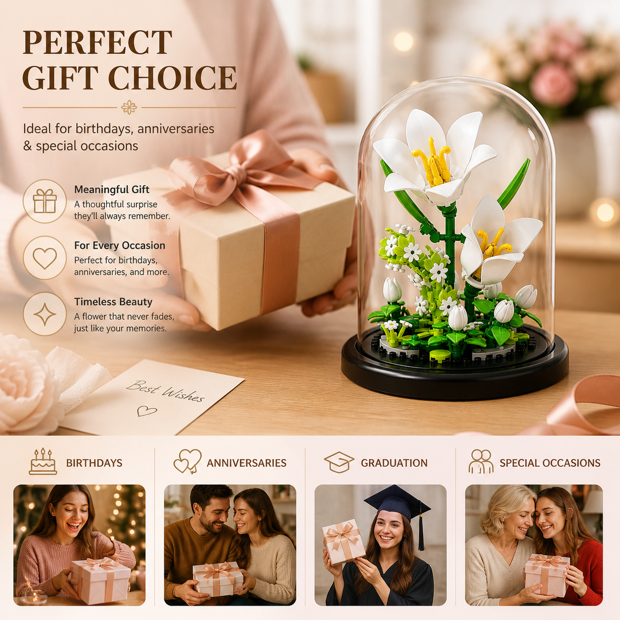 Elegant Glass Flower Building Blocks