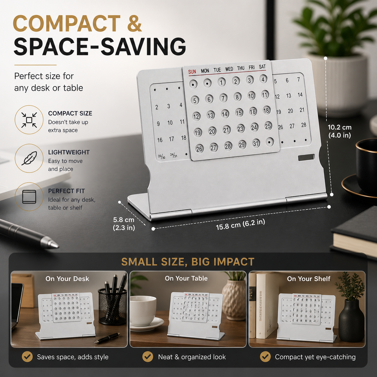 Forever Aluminum Desk Calendar – Creative Table Organizer