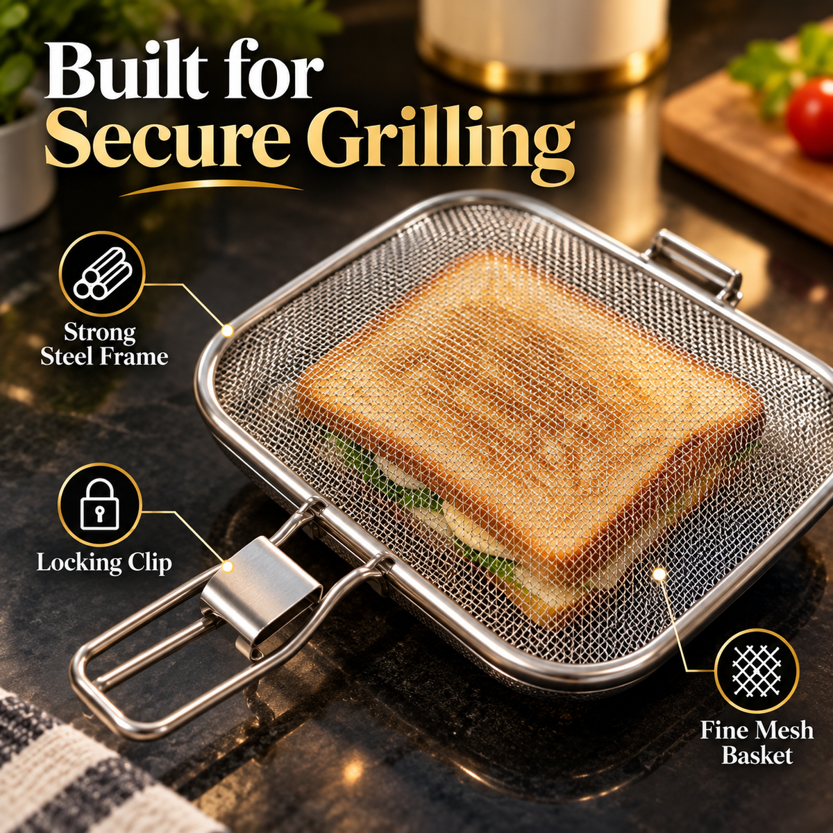 CrispyToast™ – Stainless Steel Sandwich Grill Maker