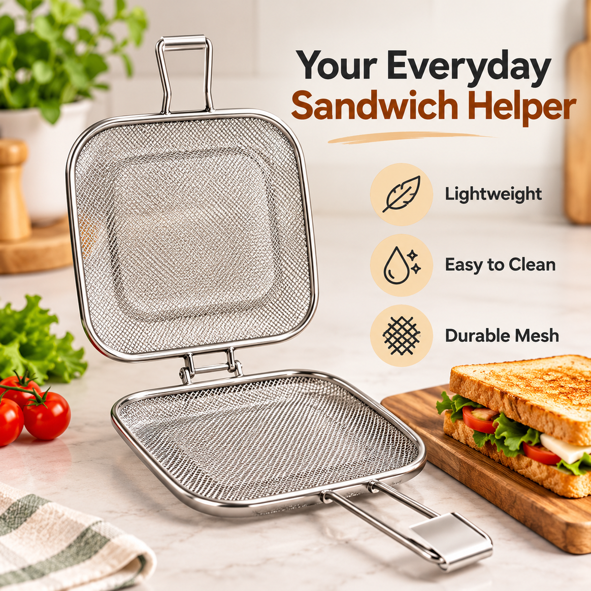 CrispyToast™ – Stainless Steel Sandwich Grill Maker