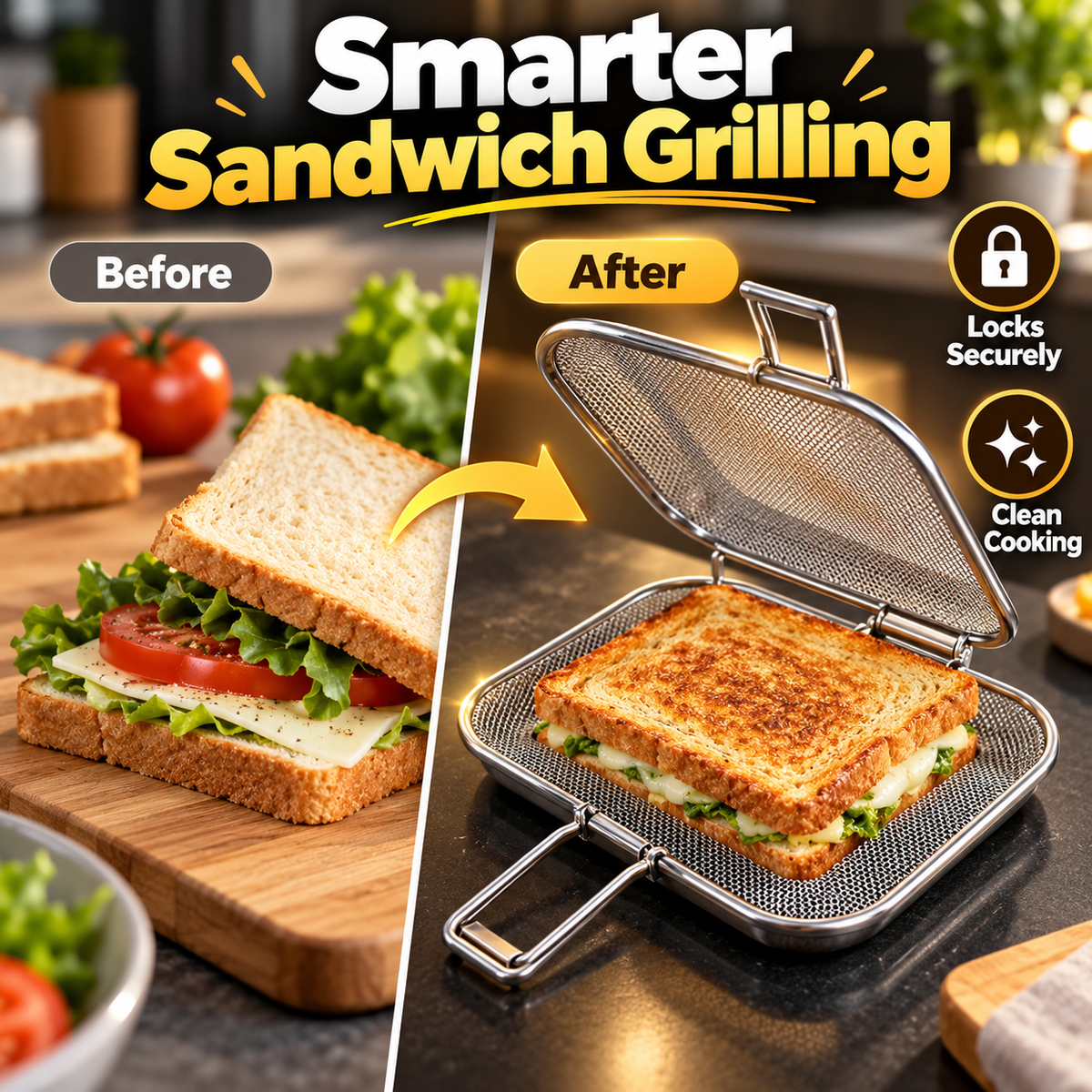 CrispyToast™ – Stainless Steel Sandwich Grill Maker