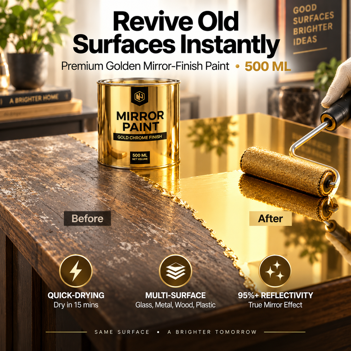 Premium Golden Mirror Finish Paint ( Chine Import )