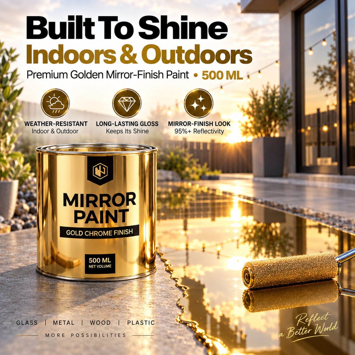 Premium Golden Mirror Finish Paint ( Chine Import )