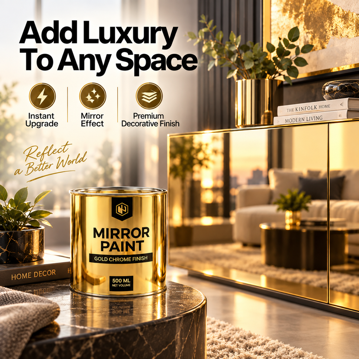 Premium Golden Mirror Finish Paint ( Chine Import )