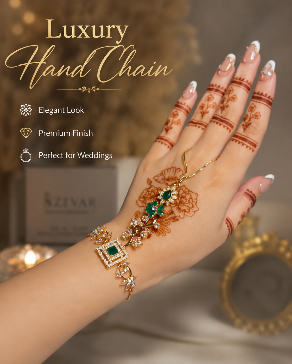 Floral Crystal Hand Bracelet