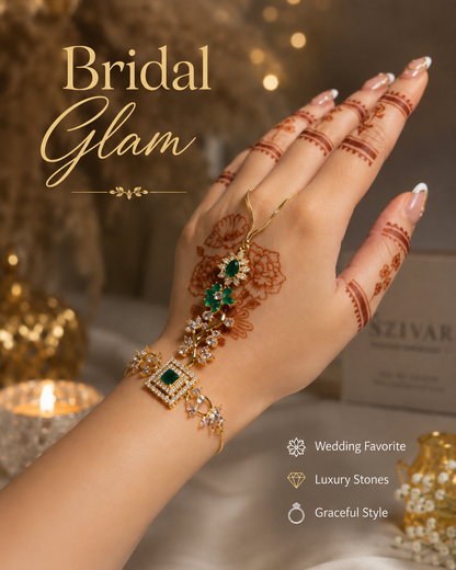 Floral Crystal Hand Bracelet
