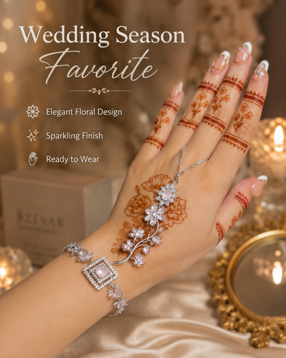 Floral Crystal Hand Bracelet