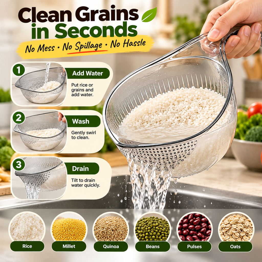 Multi-Purpose Practical Rice & Grain Washing Colander