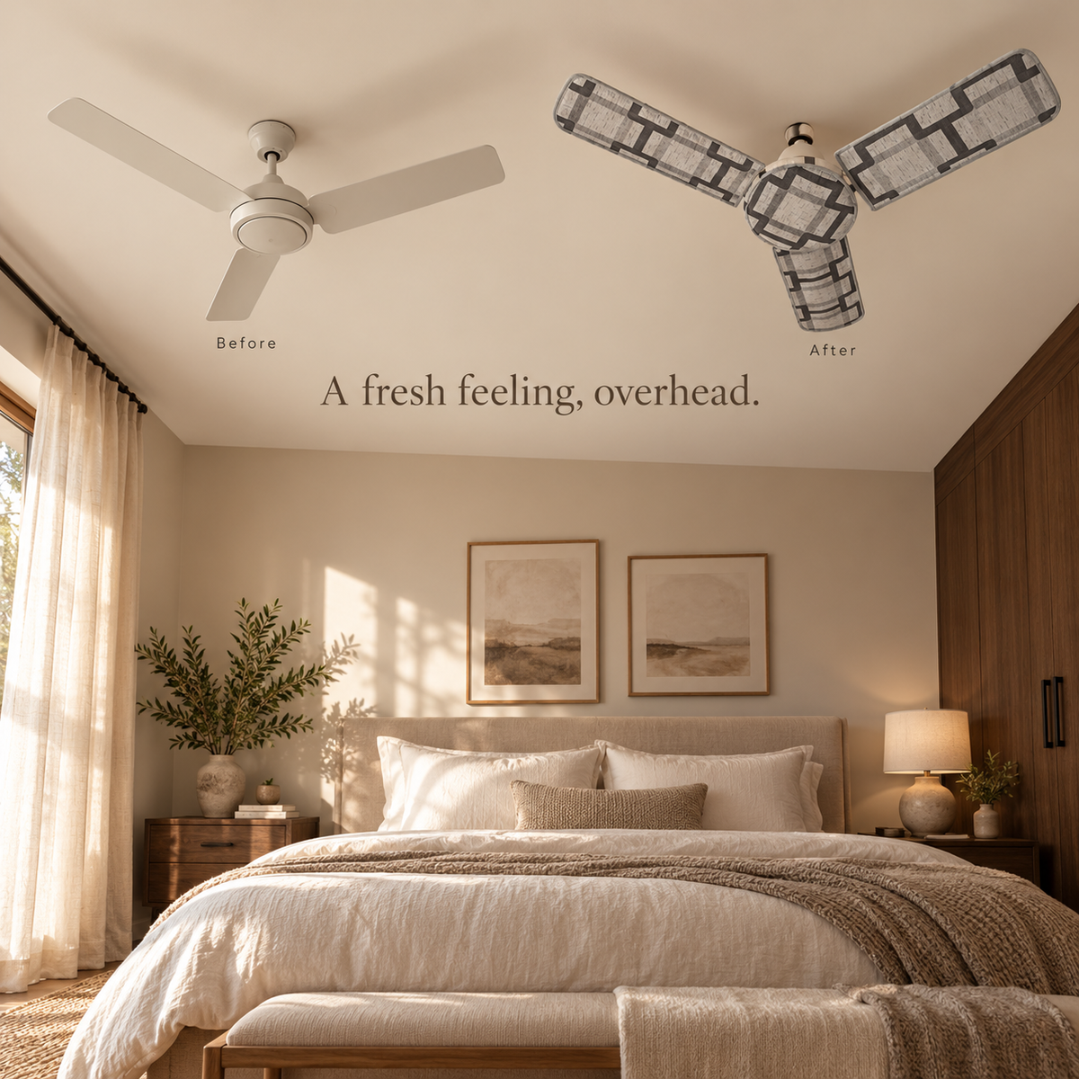 FanGlow™ – Geometric Ceiling Fan Cover Set