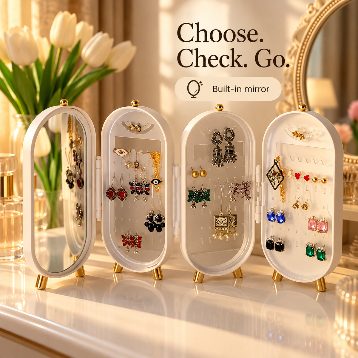 Foldable Jewellery Organizer with Mirror