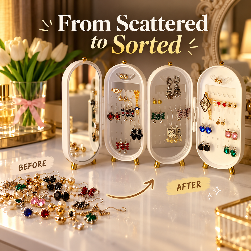 Foldable Jewellery Organizer with Mirror