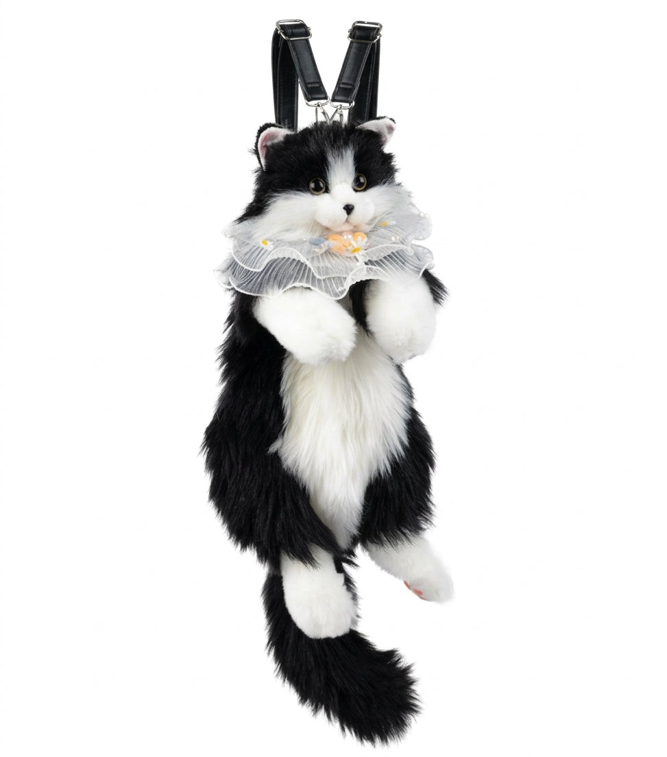Kawaii Cat Plush Backpack – Cute & Fluffy Kitty Bag