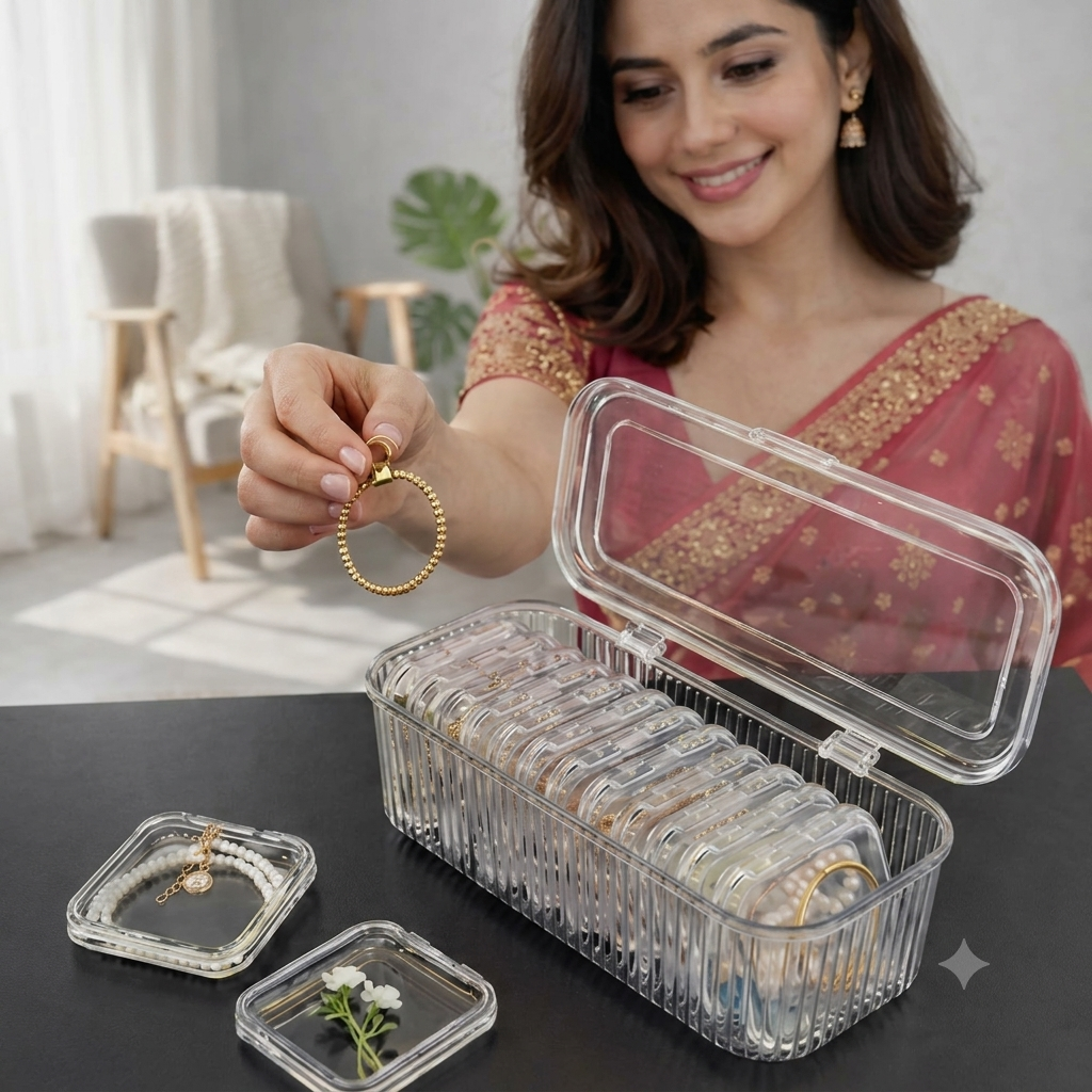 Acrylic Jewelry Organizer Box – Transparent Storage Case