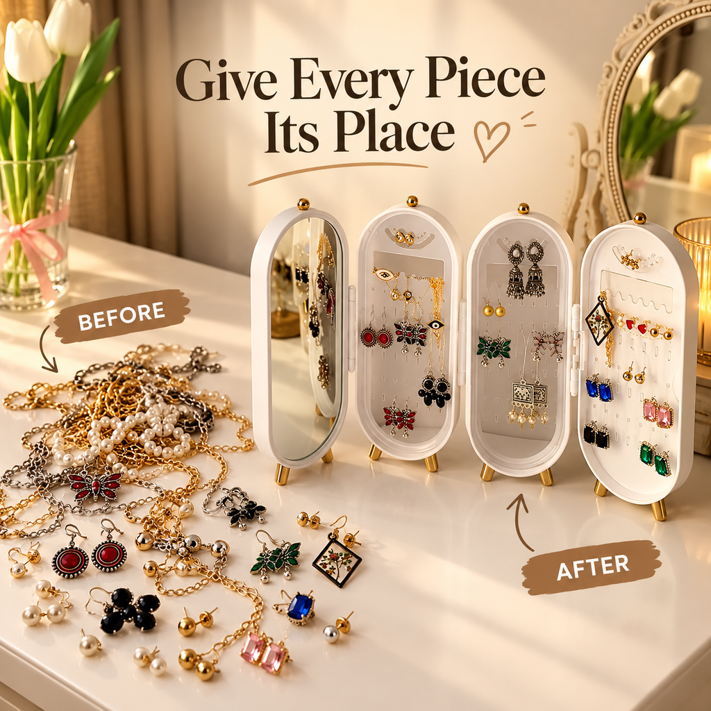 Foldable Jewellery Organizer with Mirror