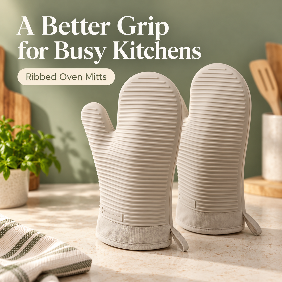 Ribbed Oven Mitts