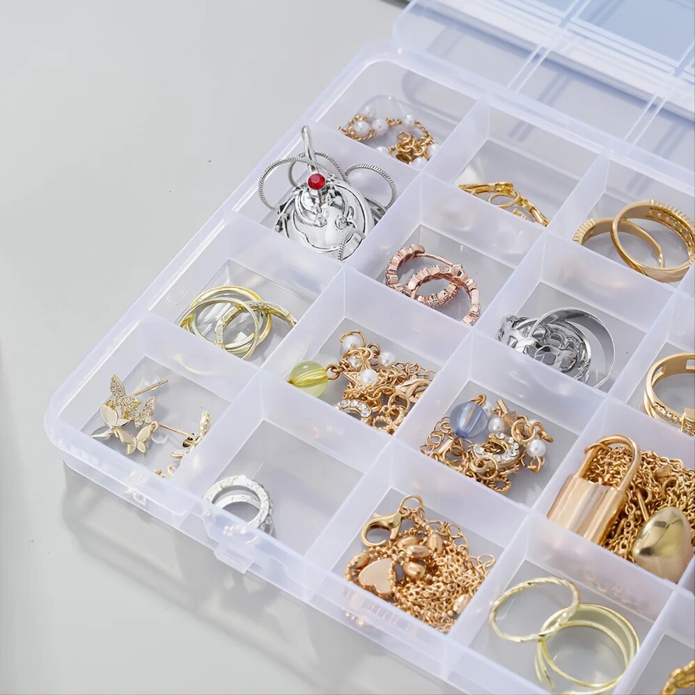 💎 24 Grid Jewelry Organizer Box – Transparent Storage Case
