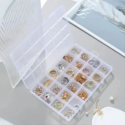 💎 24 Grid Jewelry Organizer Box – Transparent Storage Case