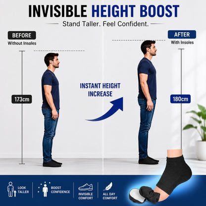 Invisible Height Increase Insoles Socks for Men & Women