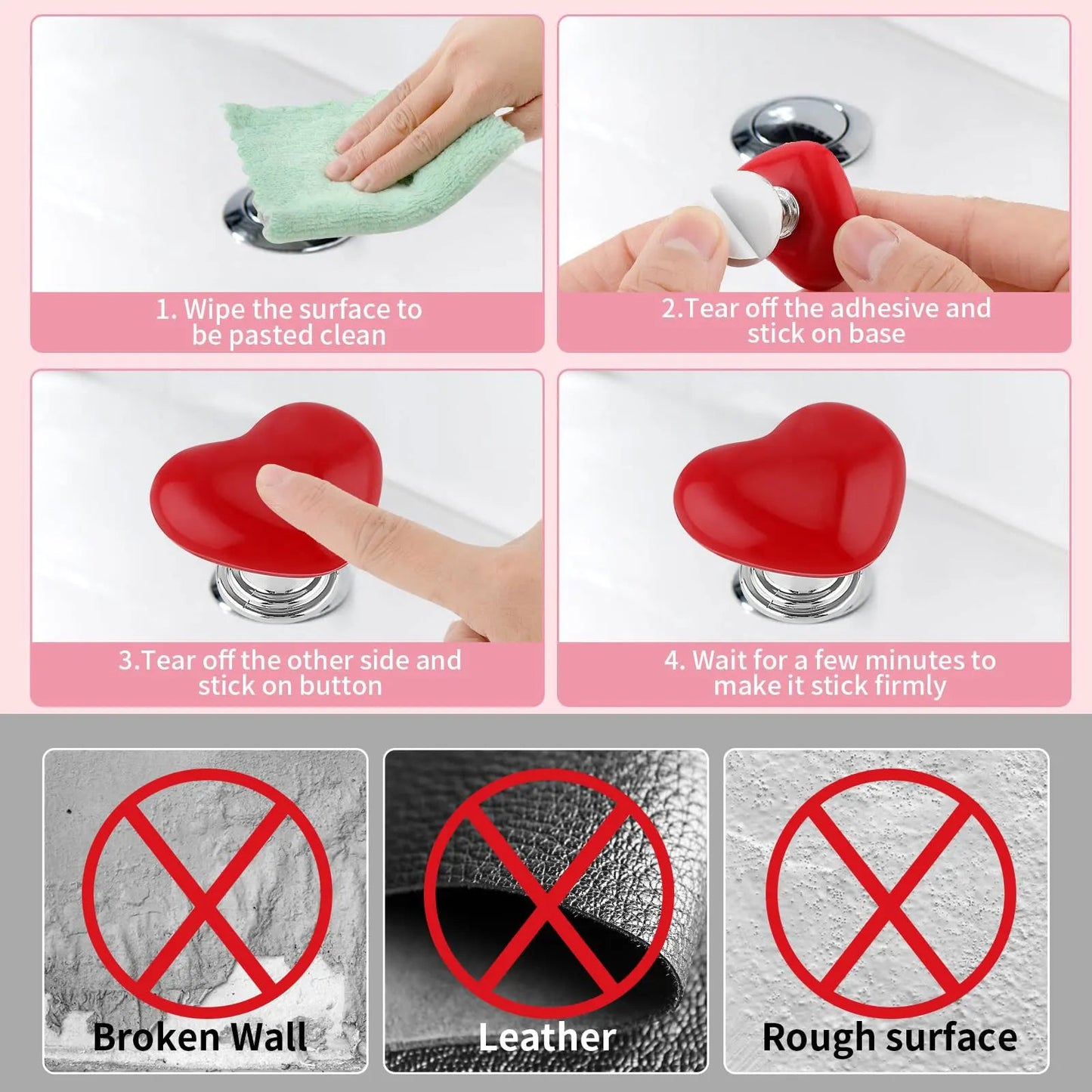 Heart Shaped Toilet Press + Drawer Handel