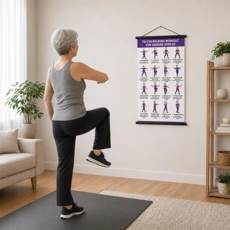 Tai Chi Daily Workout Wall Poster for Seniors