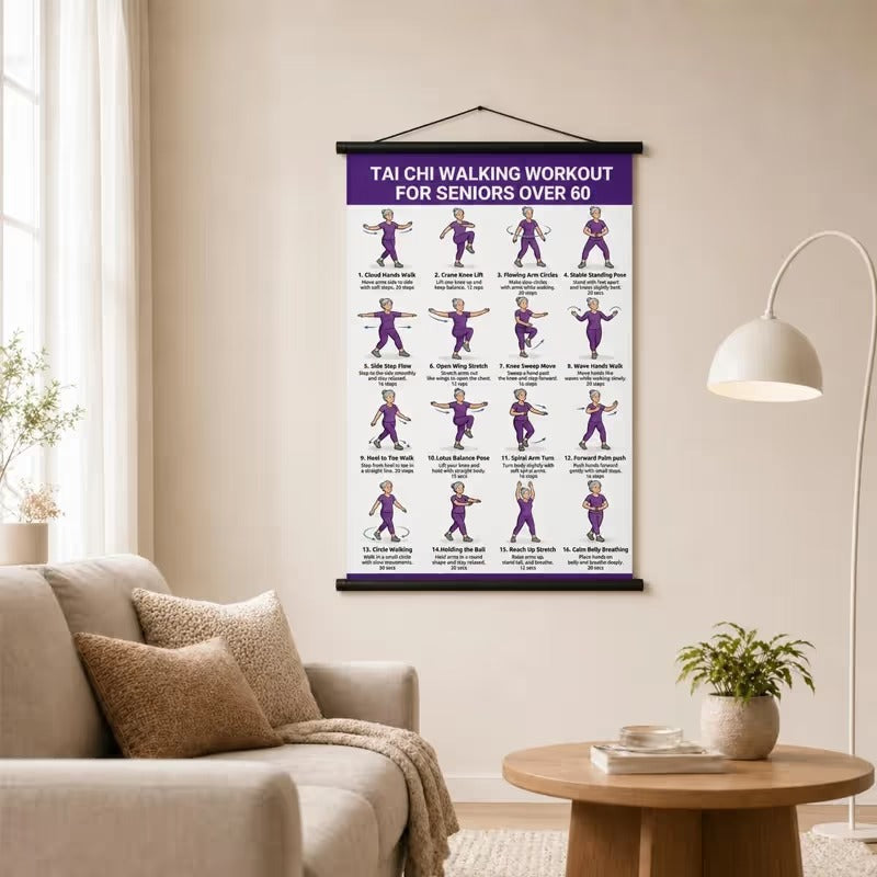 Tai Chi Daily Workout Wall Poster for Seniors