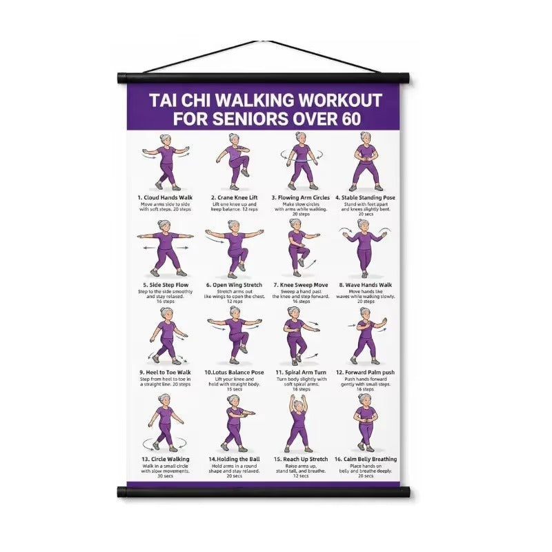 Tai Chi Daily Workout Wall Poster for Seniors