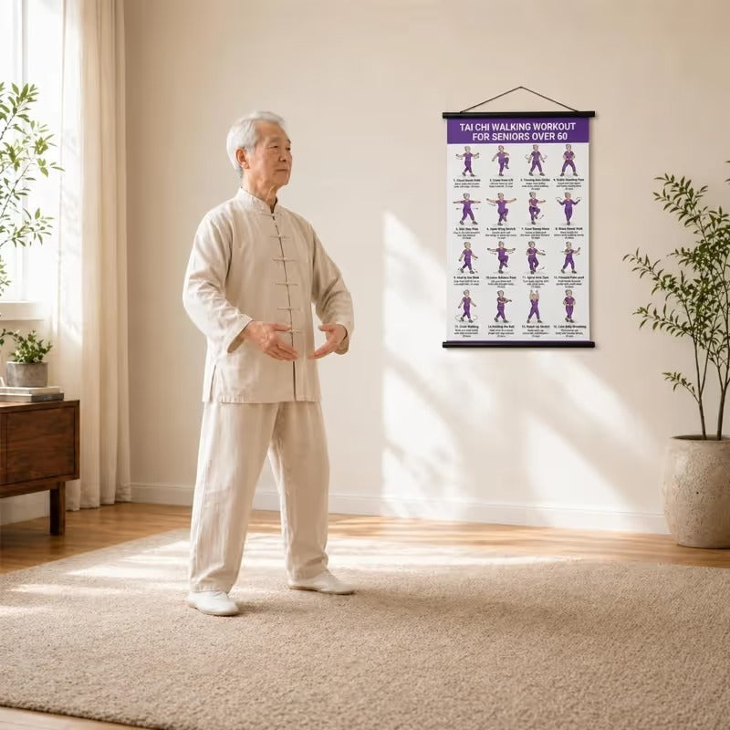 Tai Chi Daily Workout Wall Poster for Seniors