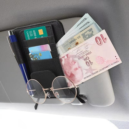 Luxury PU Leather Car Sun Visor Organizer Storage Bag