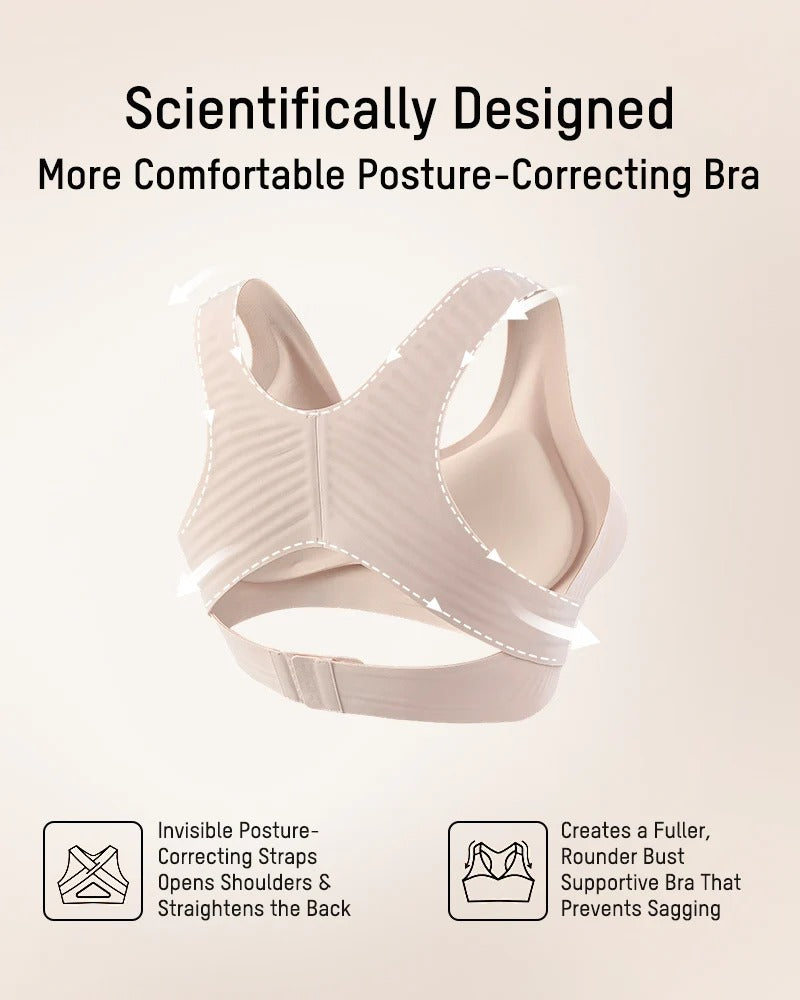 Front Closure Cross-Back Wireless Posture Bra