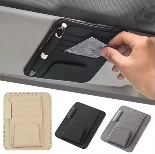 Luxury PU Leather Car Sun Visor Organizer Storage Bag