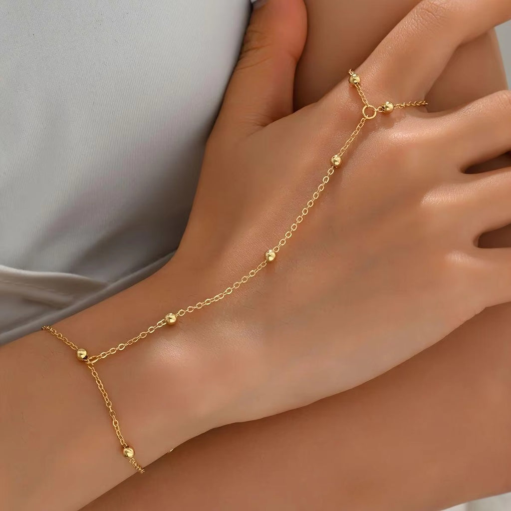Trendy Stylish Gold Finger Chain Bracelet