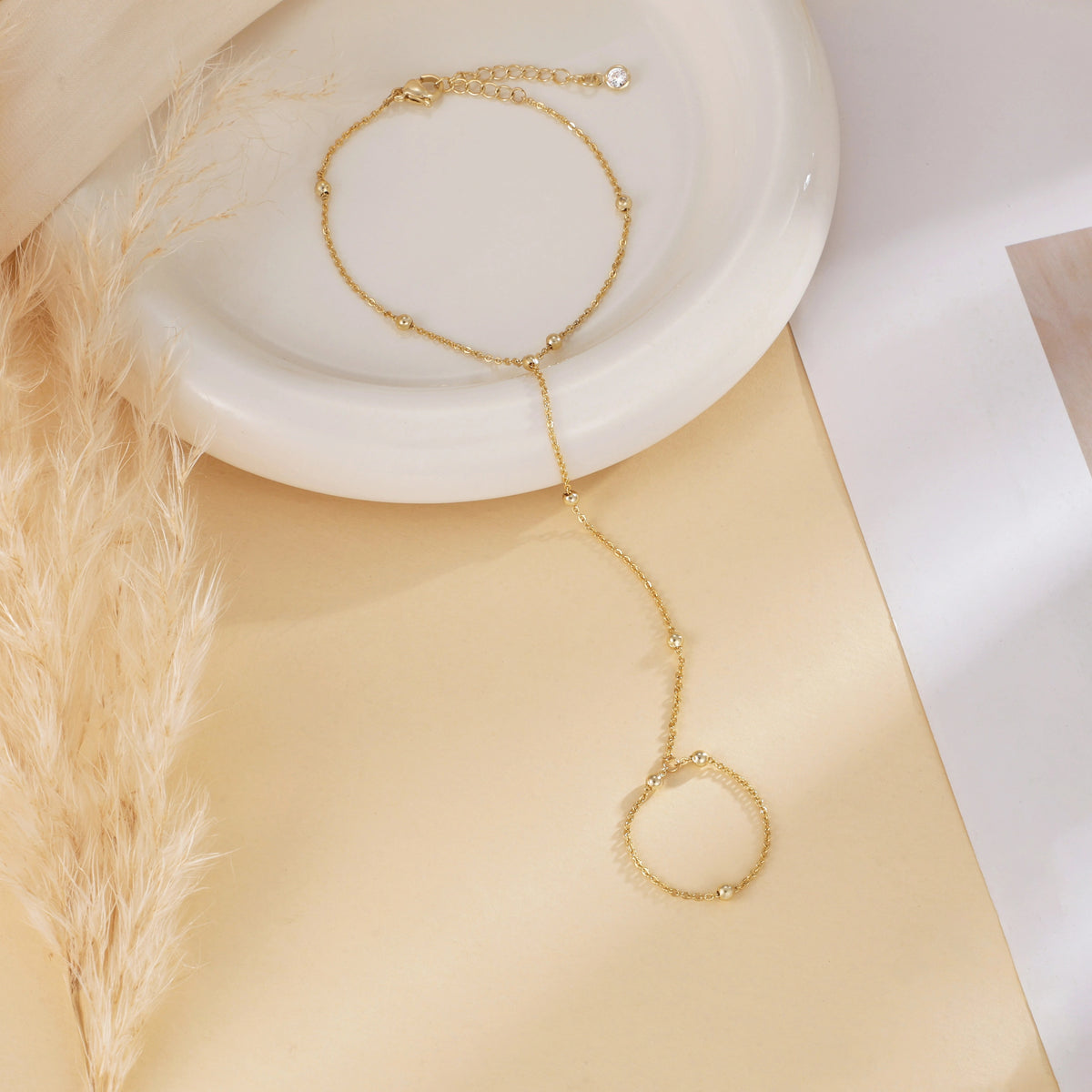 Trendy Stylish Gold Finger Chain Bracelet