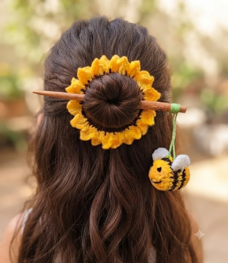 Handmade Crochet Floral Clip