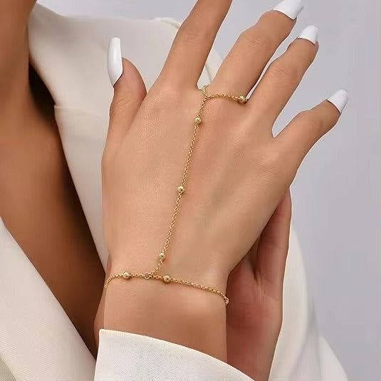 Trendy Stylish Gold Finger Chain Bracelet