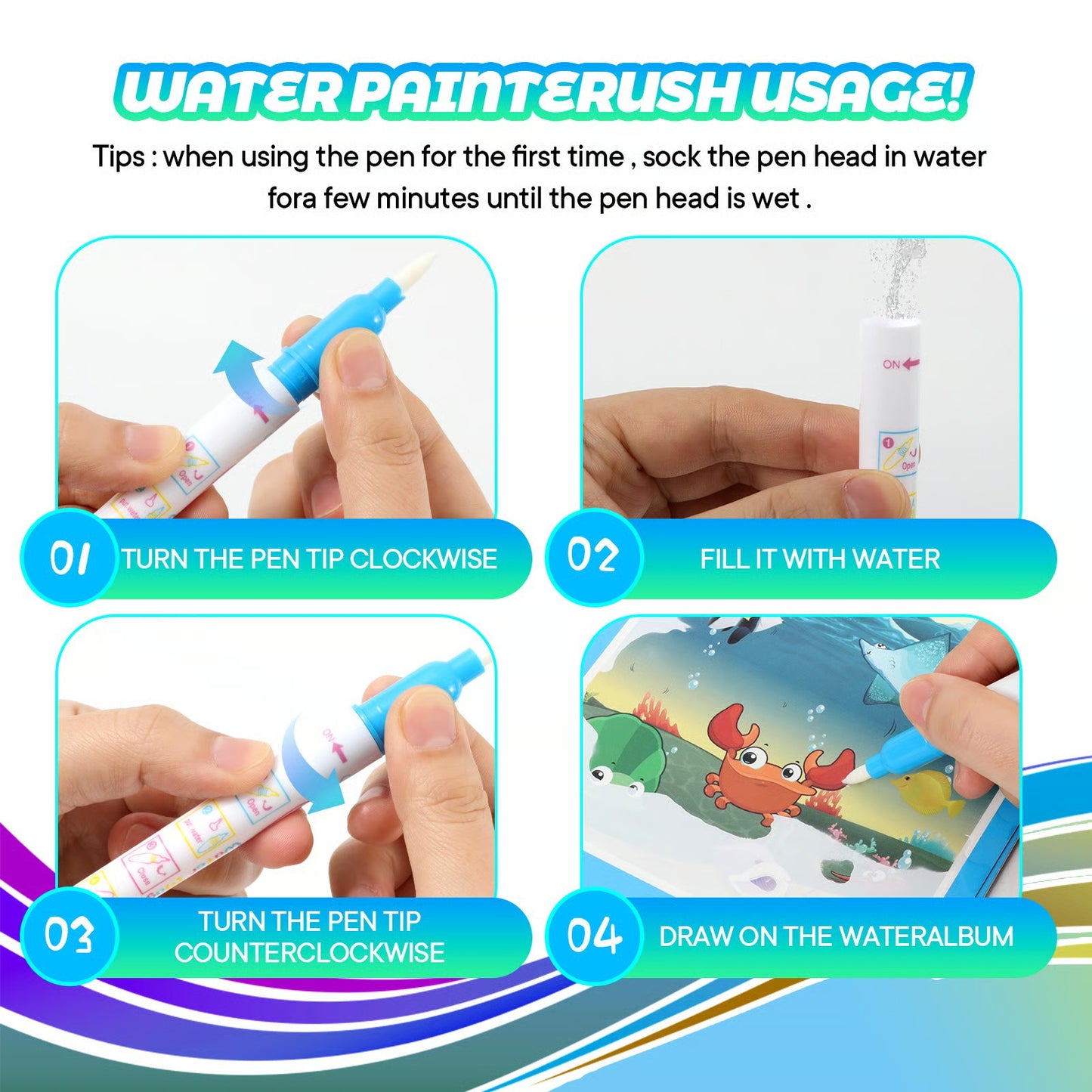 Magic Water Book Water Drawing Book – Reusable Doodle Book